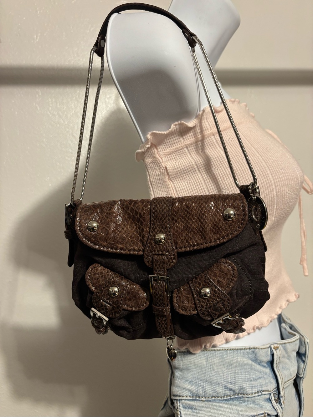 Steve Madden Brown Textured Trim Crossbody Bag